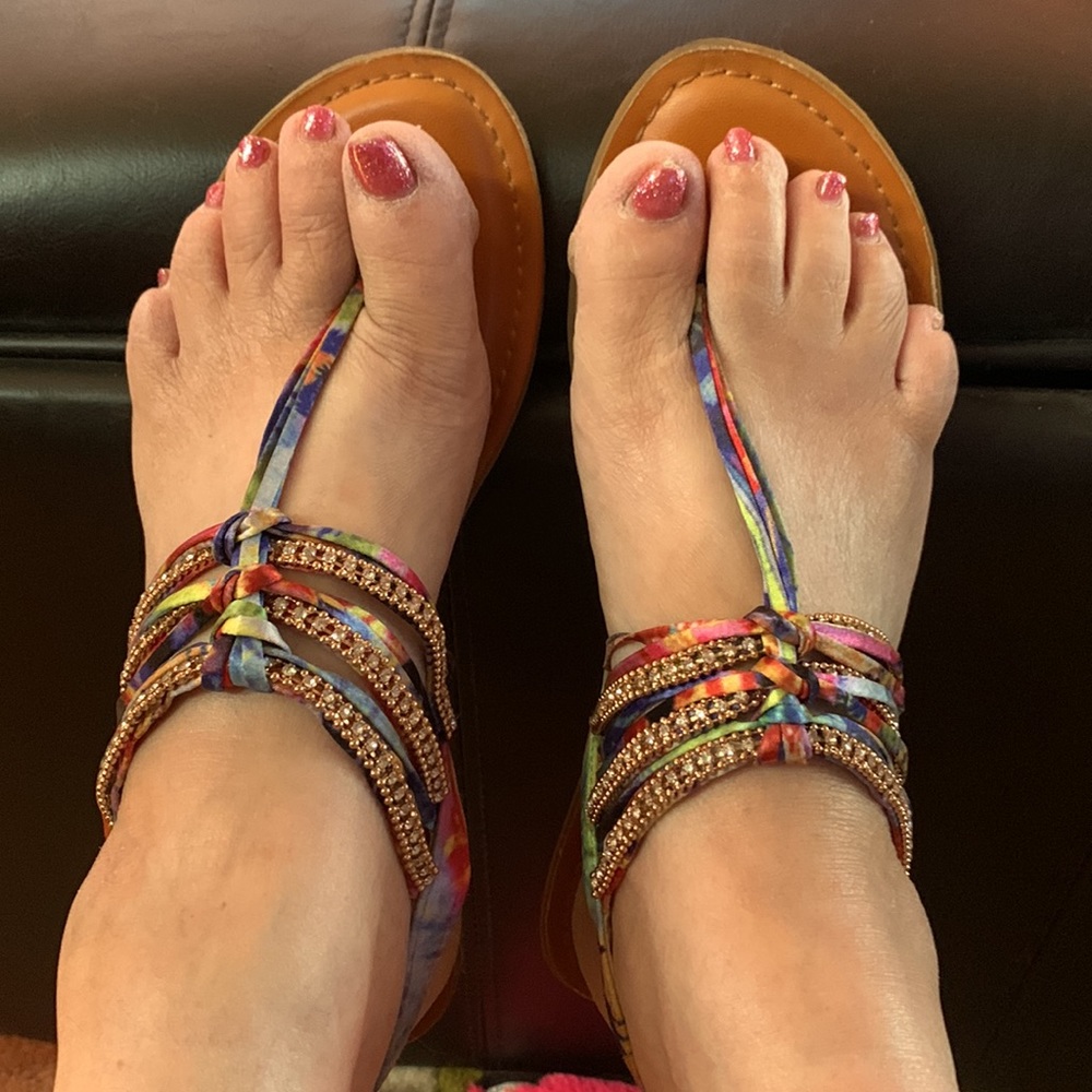 Multicolored Rhinestone Accented Zigi Soho Sandals